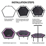 Newan 48'' Fitness Trampoline with Adjustable Handle Bar, Silent Trampoline Bungee Rebounder Jumping Cardio Trainer Workout for Adults - Max Limit 330 lbs NEWAN