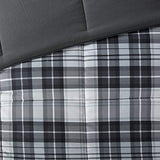 Madison Park Essentials Parkston Plaid Comforter, Matching Sham, 3M Scotchguard Stain Release Cover, Hypoallergenic All Season Bedding-Set, Full/Queen, Black, 3 Piece Madison Park