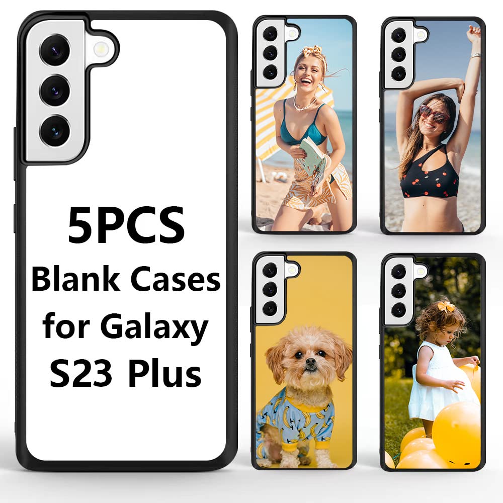 FOQENCCI 5 Piece Phone Case for Samsung Galaxy S23 Plus Sublimation Case Blank Printable DIY Custom Phone Case Soft TPU + Hard PC Anti-Slip Anti-Scratch Shockproof Protective Cover for Galaxy S23 Plus FOQENCCI