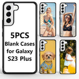 FOQENCCI 5 Piece Phone Case for Samsung Galaxy S23 Plus Sublimation Case Blank Printable DIY Custom Phone Case Soft TPU + Hard PC Anti-Slip Anti-Scratch Shockproof Protective Cover for Galaxy S23 Plus FOQENCCI