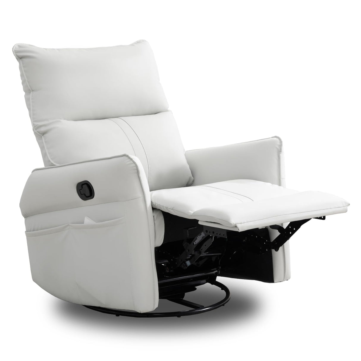 cinehome Swivel Rocker Recliner, Small Rocker Recliner Chairs for Adults, Overstuffed Faux Leather Manual Recliner, Glider Recliner, 360 Swivel Recliner Chair for Living Room cinkehome