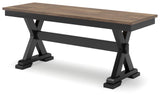 Signature Design by Ashley Wildenauer 50" Dining Bench, 48" W x 16" D x 19" H, Dark Brown & Black Signature Design by Ashley