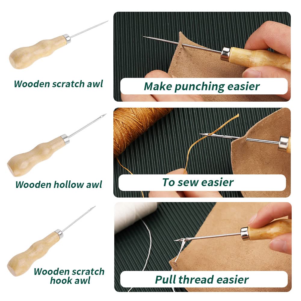 WONVOC Book Binding Kit, Book Making Kit, Bone Folder Tool for Paper Crafting, Awl Tool Bookbinding,Waxed Thread, Bookbinding Needles for DIY Bookbinding Crafts WONVOC