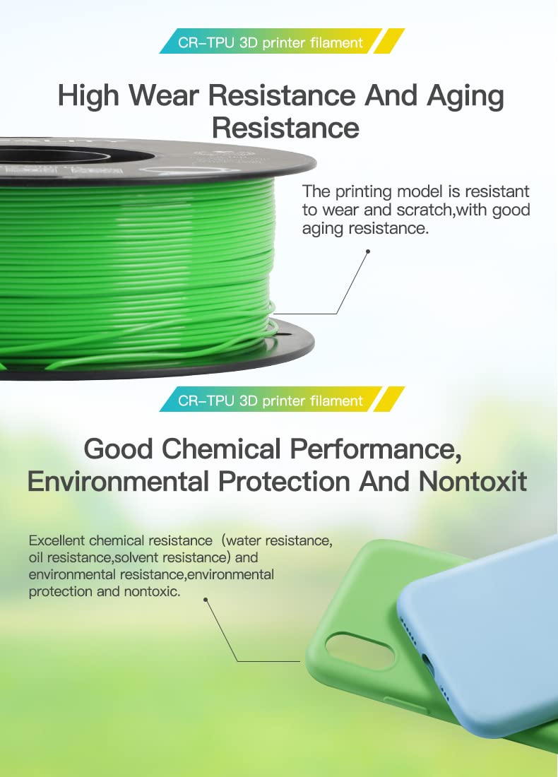 Creality TPU Filament 1.75mm, 3D Printing Filament, High Hardness & Resilience, Soft Adhesive Material, Elastic, 1kg(2.2lbs) TPU Filament for 3D Printer (White) Creality