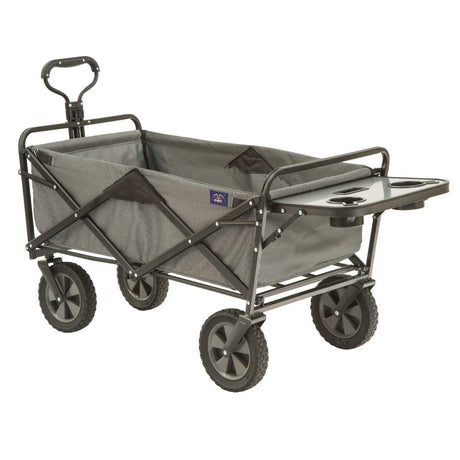 MacSports Collapsible Outdoor Utility Wagon with Folding Table and Drink Holders, Gray MacSports