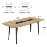 Tribesigns 6FT Conference Table, 70.86L x 35.43W x 29.52H Inches Boat Shaped Meeting Table, Modern Seminar Table for Office Meeting Conference Room (Light Wood Grain, 6ft) Tribesigns