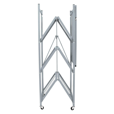 Origami R5 Series Foldable 4-Tier Steel Storage Rack, Pewter – Heavy-Duty Metal Shelving Unit w/Removable Wheels for Laundry Room or Garage – Rolling Organizer for Home, Office & Warehouse Origami