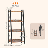 HOOBRO Ladder Shelf, 4-Tier Bookshelf, Corner Bookcase, Freestanding Storage Shelf Display Organizer, for Living Room, Bedroom, Home Office, Kitchen, Rustic Brown and Black BF304CJ01 HOOBRO