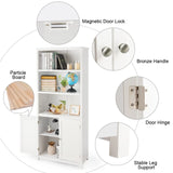 Tangkula 3-Tier White Bookcase with Double Doors for Elegant Storage Solutions Tangkula