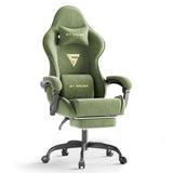 Ferghana Velvet Fabric Ergonomic Gaming Chair with Footrest and Massage, High Back Reclining Computer Gamer Chair for Adult, Racing Style PC Video Game Chair Suitable for Home Office (Green) Ferghana
