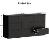 Winkalon 9 Drawer Dresser,62” Wide Chest of 9 Drawer Dresser, Modern Storage Cabinets with Large Wood Drawers for Bedroom, Living Room, Entryway, Hallway Black Winkalon