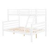 FLEXISPOT Twin Over Full Solid Wood Bunk Bed with Thick Posts,Wooden Bunk Bed with High Guardrail and Ladder for Kids, Teens, Dorm Rooms, and Guest Rooms,No Box Spring Needed,White FLEXISPOT