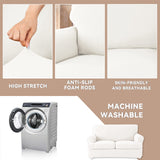 molasofa T Cushion Loveseat Slipcover with 2 Individual T Cushion Shape Seat Covers for Home Décor, 3 Pieces Stretchable, Washable, Non-Pilling, Non-Slip Loveseat Covers (Loveseat,White) molasofa