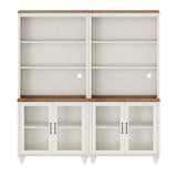 WAMPAT 72'' Tall Kitchen Pantry Cabinet with Storage, Farmhouse Glass Doors Pantry Storage with Bar Hutch and 5 Tier Shelve for Kitchen & Living Room & Bedroom, White WAMPAT