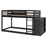 Harper & Bright Designs Twin Over Twin Low Bunk Bed with Storage,Floor Bunk Bed Frame with 4 Drawers and 3 Shelves, Solid Wood Loft Bed for Kids Girls Boys - Espresso Harper & Bright Designs