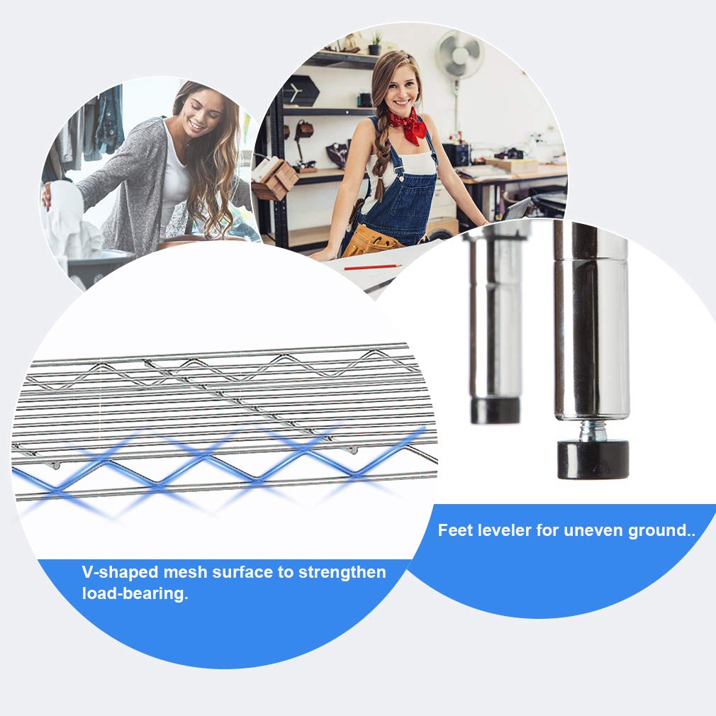 14''Dx36''Wx54''H 4-Shelf Wire Shelving Unit Garage NSF Business Wire Shelf Metal Large Storage Shelves Heavy Duty Height Utility Commercial Grade Steel Layer Shelf Rack Organizer 1000 LBS BestOffice