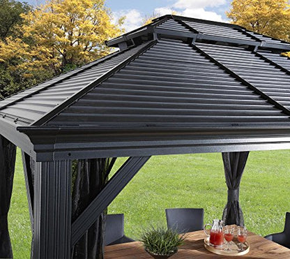 Sojag Outdoor 10' x 14' Mykonos Double Roof Hardtop Gazebo Outdoor Sun Shelter - WoodArtSupply