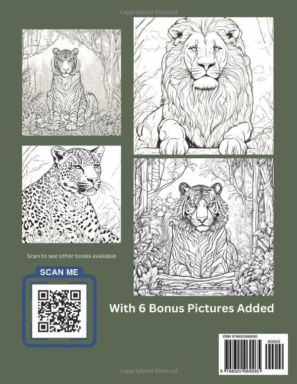 Really Big Cats Coloring Book: Lions Tigers & Leopards (AFRICAN ANIMALS) Majosta