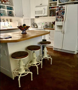 Topower Aged Antique Vintage Industrial Barstool Solid Wood Water Pipe Fire Hydrant Design Cafe Coffee Industrial Bar Stool Set of 2 Antique White Topower