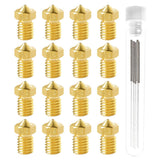 20Pcs E3d V6 Nozzles Kit, 3D Printer V6 Brass 0.4mm Nozzles, Compatible with 1.75mm Filament E3d V6 Anysub i3 Mega S X Chiron Kobra Flyear HotEnd 0.4mm J-Head Extruder Printer Accessories Makerzone