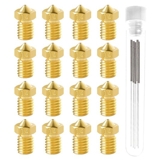 20Pcs E3d V6 Nozzles Kit, 3D Printer V6 Brass 0.4mm Nozzles, Compatible with 1.75mm Filament E3d V6 Anysub i3 Mega S X Chiron Kobra Flyear HotEnd 0.4mm J-Head Extruder Printer Accessories - WoodArtSupply