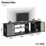 Bestier LED Gaming TV Stand for 80 inch TV, Large Entertainment Center with Storage Cabinet for PS5 Xbox, TV Console for Living Room Bedroom, Adjustable Glass Shelf & Acrylic Doors, Black Bestier