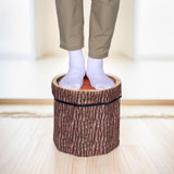 Round Storage Ottoman Cube, Tree Stump Stool, Forest Decor, Multifunctional Toy Storage Box, Cute Foldable Ottoman Stool, Tree Stump footstool Ottoman Storage, 11" Small Foot Stool, Toy Chest Storage Hoohnnaa