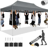 HOTEEL 10x20 Heavy Duty Pop Up Canopy Tent Outdoor Canopy Tents for Parties, Commercial Instant Waterproof Canopy Wedding Event Tent with Roller Bag, UV 50+Portable Shelter, Thick Hexagonal Legs, Grey Hoteel