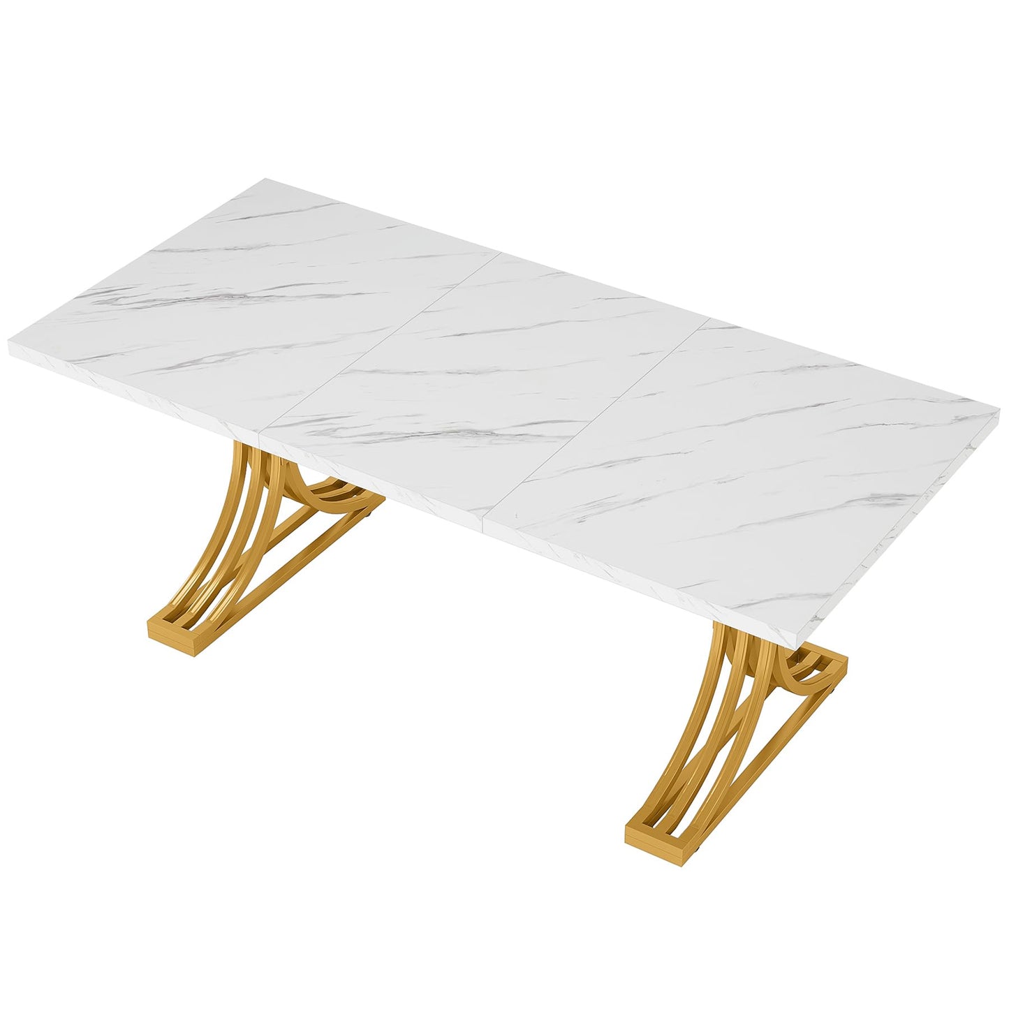 Tribesigns 5FT Conference Table for 4 to 6, 63" W x 31.5" D Modern Meeting Table with Faux Marble Tabletop, White and Gold Business Seminar Tables for Home Office (Faux Marble White+Gold) - WoodArtSupply