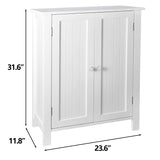 ZENY Bathroom Floor Storage Cabinet with Double Door + Adjustable Shelf, Wooden Organizer Cabinet for Living Room, Bathroom, Bedroom, Modern Home Furniture (White) ZENY