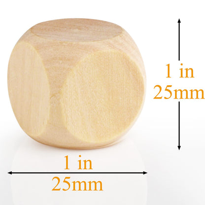 Blank Wooden Dice 1 inch 30PCS Unfinished Square Blocks 25mm Small Wood Cubes with Rounded Corners for DIY Craft Projects - WoodArtSupply