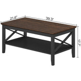 ChooChoo Oxford Coffee Table, Wooden Coffee Table with Thicker Legs, Black Coffee Table with Storage for Living Room ChooChoo