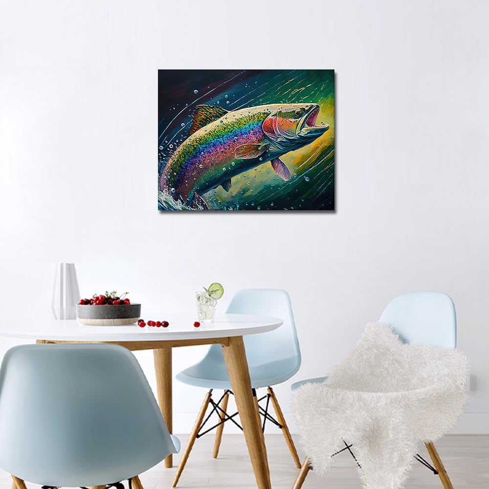 TUMOVO DIY Paint by Numbers Fish Paint by Number for Adults Paint by Number Kits on Canvas Colorful Animals Oil Hand Painting with Brushes and Acrylic Pigment Art Crafts for Home 16"x20"(Frameless) TUMOVO