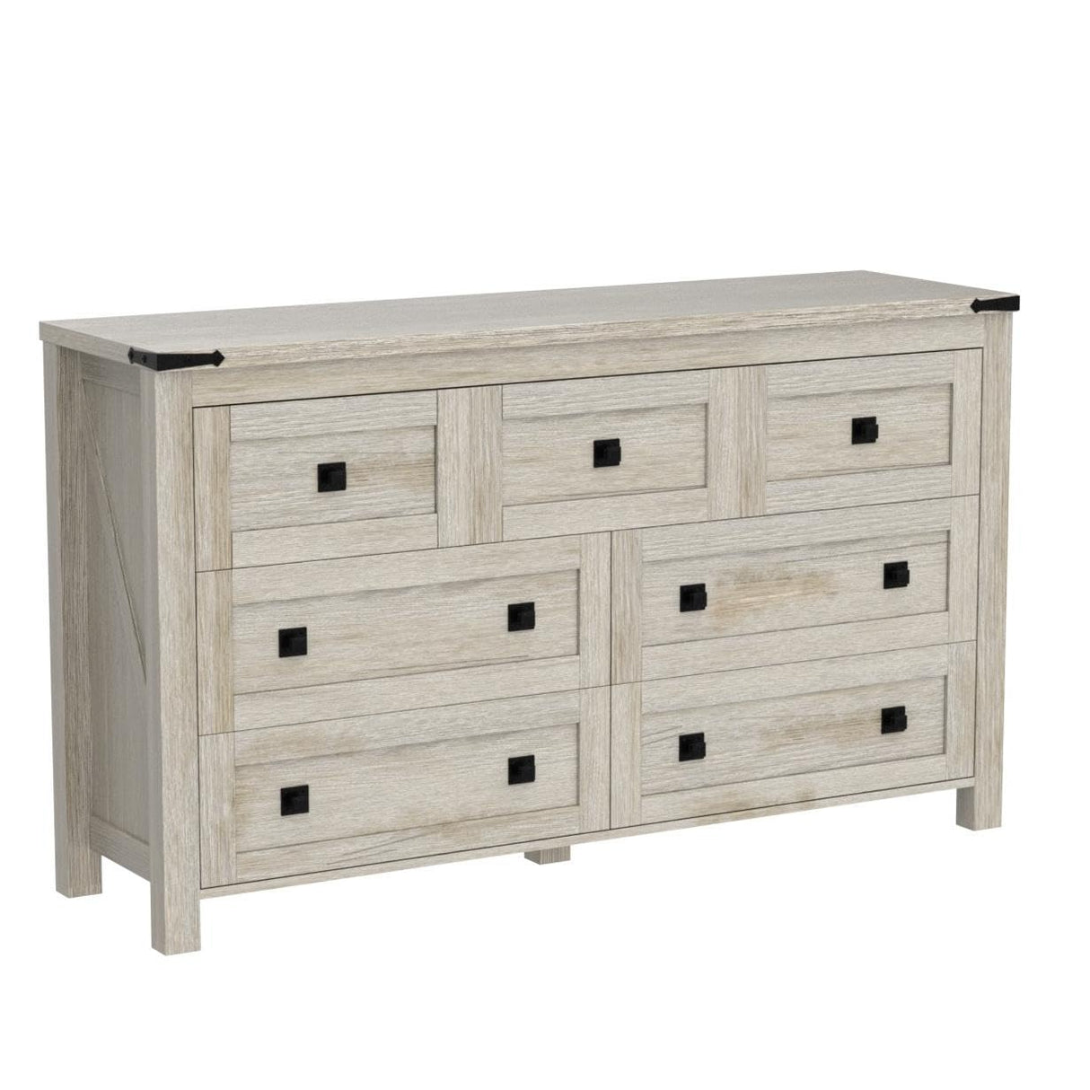 T4TREAM Farmhouse 7 Drawers Tv Stand, Wood Rustic , Storage Dressers Organizer for Bedroom, Living Room,Hallway, Light Rustic Oak T4TREAM