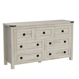T4TREAM Farmhouse 7 Drawers Tv Stand, Wood Rustic , Storage Dressers Organizer for Bedroom, Living Room,Hallway, Light Rustic Oak T4TREAM