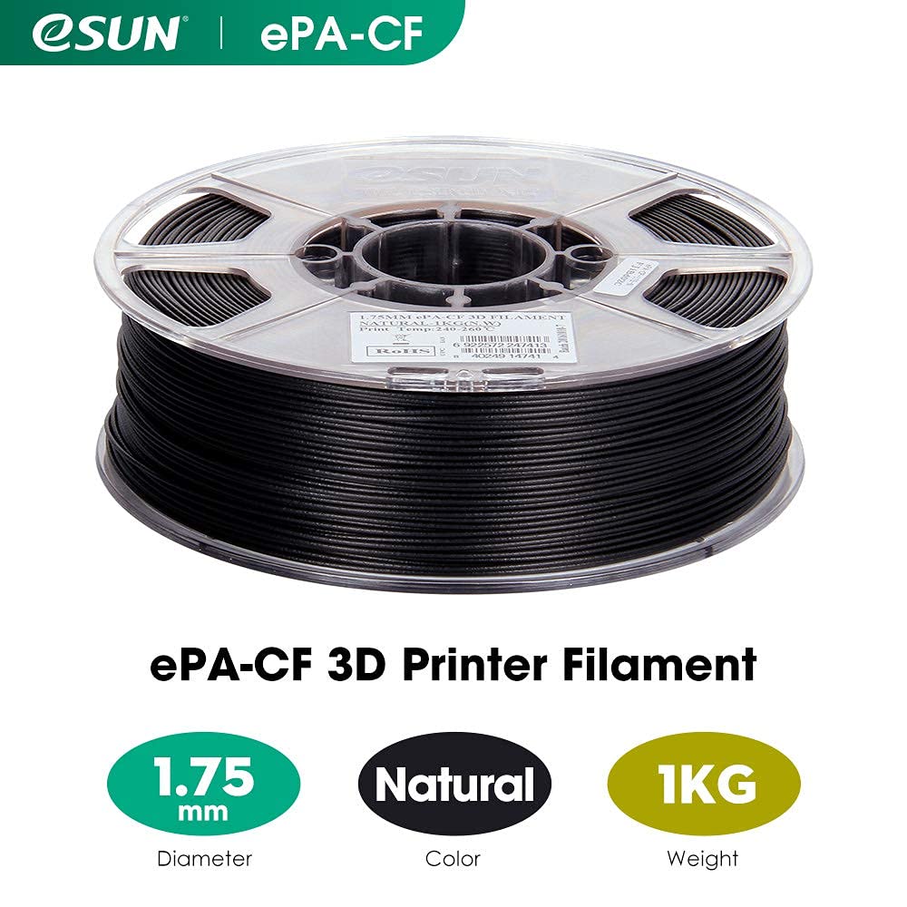 eSUN Carbon Fiber Filled Nylon Filament 1.75mm, PA CF 3D Printer Filament, 1KG Spool 3D Printing Filament for 3D Printers, Natural eSUN