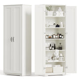 Teekyooly 70" Tall Storage Pantry Cabinet, Bathroom Floor Organizer Storage Cabinet with 2 Doors and 6 Adjustable Shelves, Standing Utility Cabinet for Dining Room, Food Storage and Kitchen, White Teekyooly