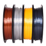 RAMBERY 3D Printer Filament Silk PLA Filament 1.75mm Silver Gold Copper Grey, 200g x 4 Spools Shiny Metallic 3D Printing Filament Dimensional Accuracy +/- 0.03 mm RAMBERY