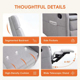 Ketaiyou Swivel Rocking Recliner Chair for Adults, Rocker Nursery Glider Chair for Living Room Bedroom, Upholstered Fabric Reclining Single Sofa Chair(Light Grey) Ketaiyou