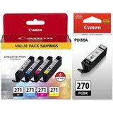 Canon PGI-270 Pigment Black Ink Tank CLI-271 CMYK Ink Tank 4-Pack Canon