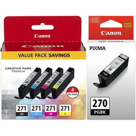 Canon PGI-270 Pigment Black Ink Tank CLI-271 CMYK Ink Tank 4-Pack Canon