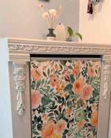 Wood Carved Appliques Long Flower Onlays, 2Pcs Wooden Carving Decals Mouldings Trim for Mantel Fireplace Wall Vent Hoods Wall Mirror Ceiling Home Decor, 25x5cm/9.84"x1.97" LizhiPier