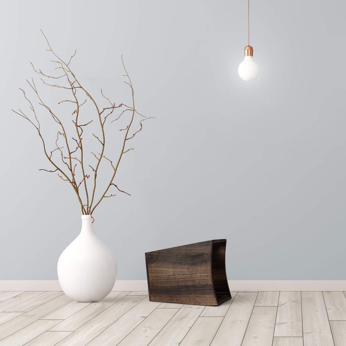 MOOACE Wood Trash Can, Small Waste Basket with Handles, Rectangular Wood Garbage Can Recycling Bin for Bedroom, Bathroom, Kitchen, Office MOOACE