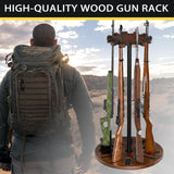 Yoimori Indoor Gun Racks, Rotating Gun Rifle Rack Stand, Heavy Solid Wood Gun Storage-Holds up to 12 Guns Display Brown Yoimori