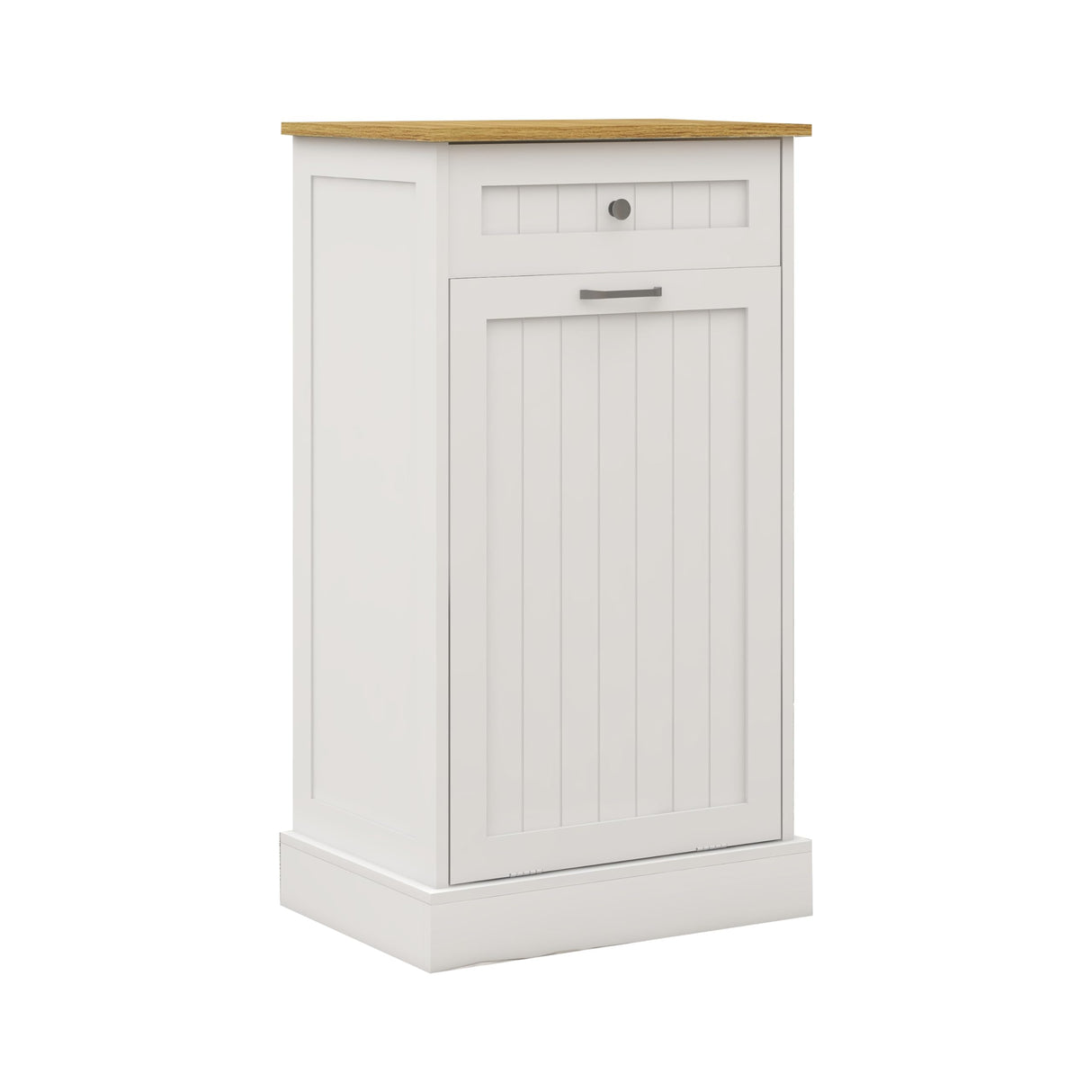 MiHunnor Wooden Simple style Kitchen Trash Cabinet, Wooden Frame with Drawers and Tilt-Out Trash Cabinet for 10 Gallon Trash Cans 19.69'' W x 13.78'' D x 35.43'' H (White-021) MiHunnor