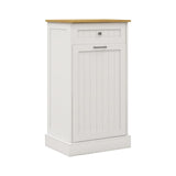 MiHunnor Wooden Simple style Kitchen Trash Cabinet, Wooden Frame with Drawers and Tilt-Out Trash Cabinet for 10 Gallon Trash Cans 19.69'' W x 13.78'' D x 35.43'' H (White-021) MiHunnor