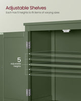 VASAGLE Floor Storage Cabinet, Freestanding Storage Unit with 4 Doors, Adjustable Shelves, 11.8 x 23.6 x 43.3 Inches, for Entryway, Bathroom, Forest Green UBBC552C01 VASAGLE