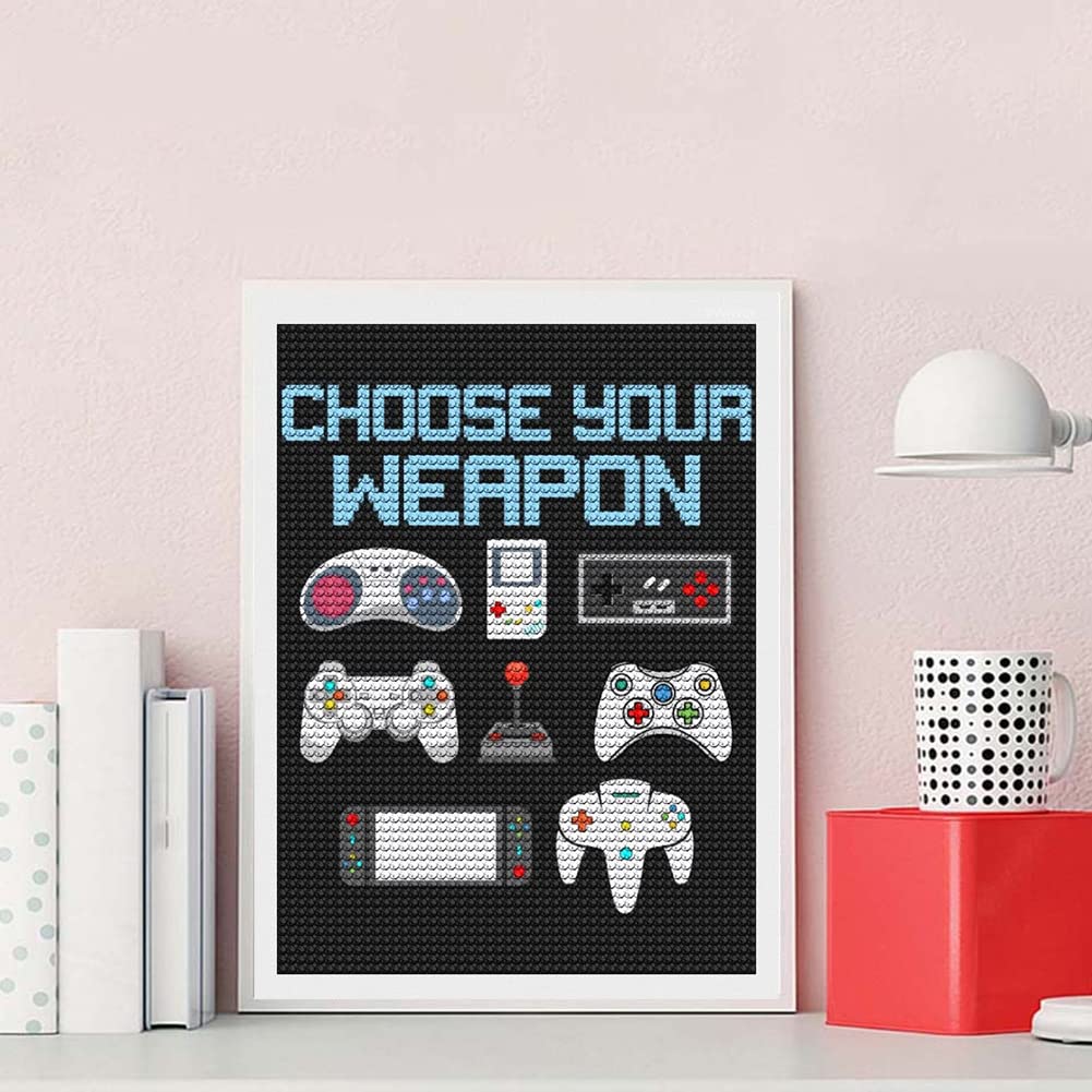 DIY Diamond Painting Kits Funny Gaming Diamond Art for Adults Kids, Full Round Drill Paint by Numbers Arts Pictures for Home Wall Decor Gifts 12 x 16 inch DVWIVGY