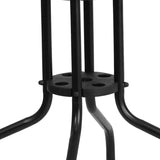 Flash Furniture Barker 28'' Square Tempered Glass Metal Table with Black Rattan Edging Flash Furniture