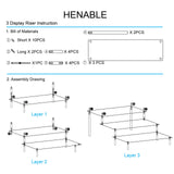 HENABLE Large Acrylic Display Risers, Perfume Stand Organizer, Clear Acrylic Shelf Risers for Display Stands for Food, Tabletop Use, Amiibo Funko POP Figure, 3 Tier Clear Cupcake Stand Risers HENABLE